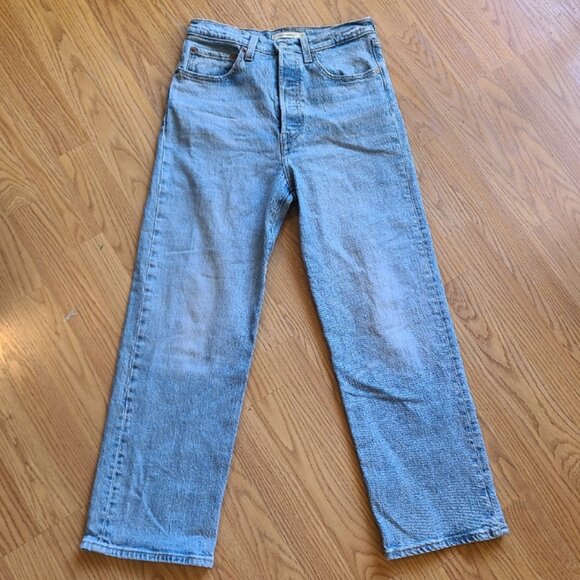 NEW! LEVI'S RIBCAGE STRAIGHT ANKLE JEANS HIGH RISE BUTTON FLY STRETCH DENIM 27 - Picture 2 of 7
